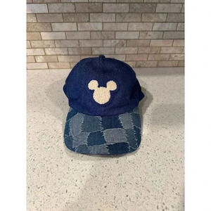 Disney Mickey Mouse denim patchwork baseball hat OS h2